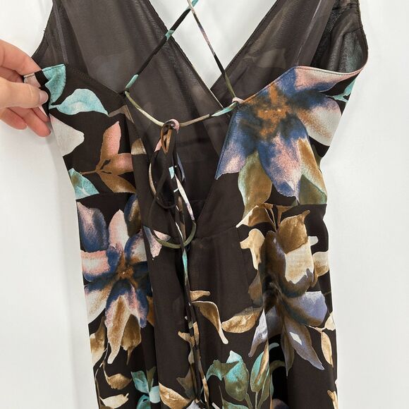 ASTR The Label Brown Floral Surplice Spaghetti Strap Maxi Dress Size Small S - Picture 8 of 10